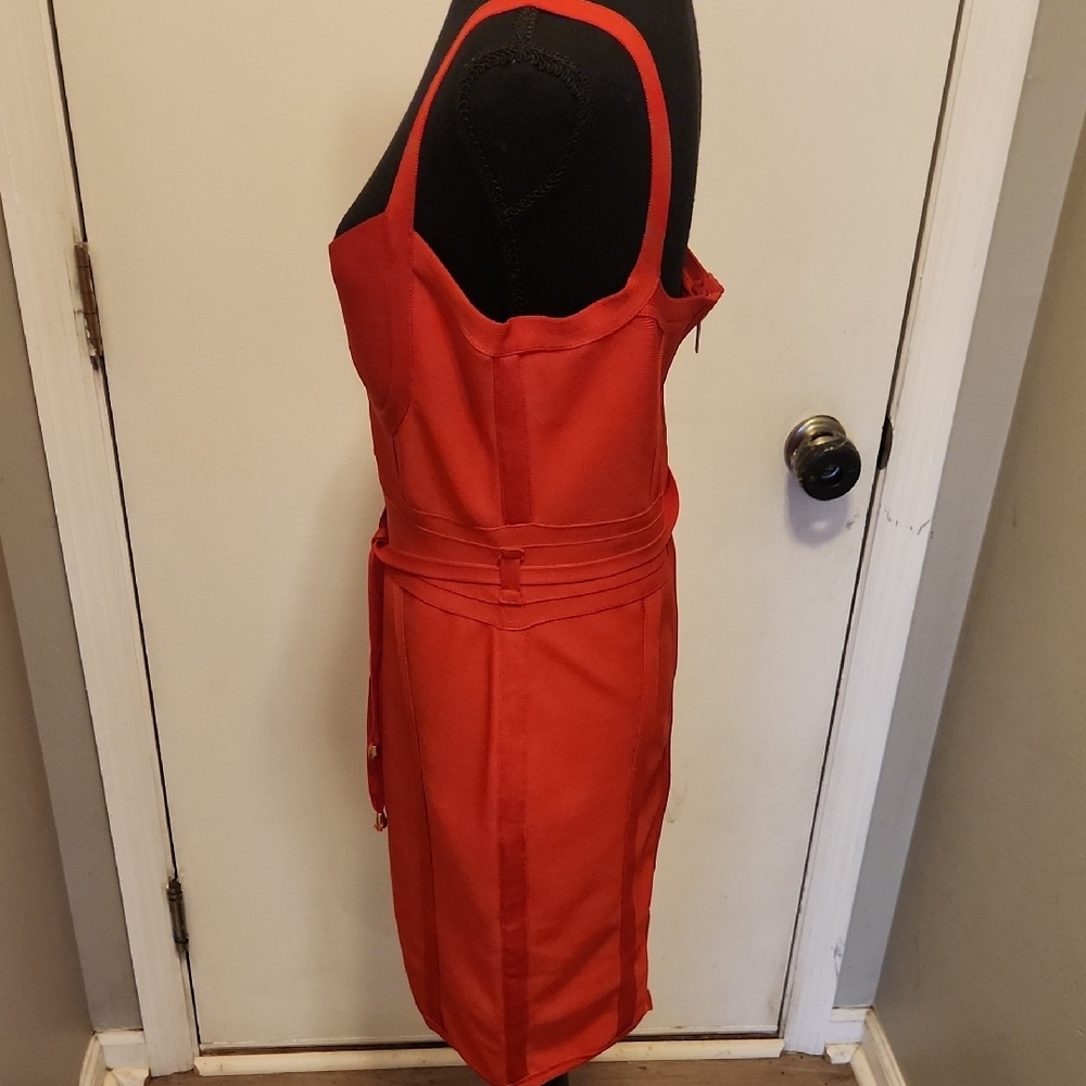 Source Unknown Striking Red Midi Dress - image 3